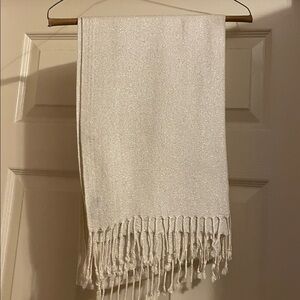 White and silver metallic scarf